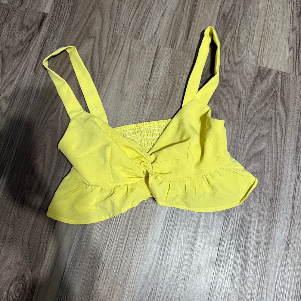 SHEIN Yellow Ruffled Crop Top